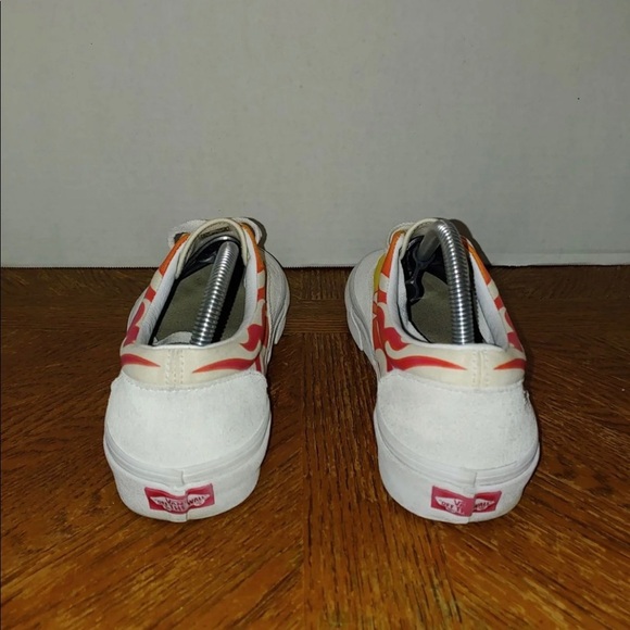 Vans Men's Era Flames True White Orange White Canvas Suede shoes size 9 - Picture 7 of 10